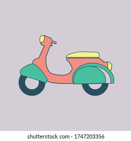 Colorful Retro Motorbike Minimalist Style Drawing Stock Vector (Royalty ...