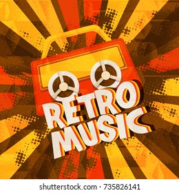 Colorful Retro Music background with halftone effect.