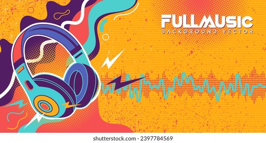 Ilustración de fondo de música retro colorida