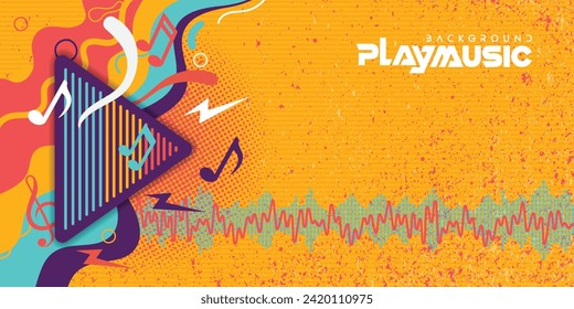 Colorful retro music background illustration