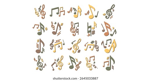 Colorful Retro Musical Note Set
