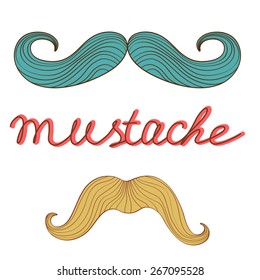 Colorful retro mustaches collection in vector format