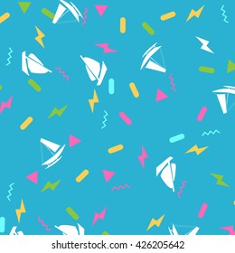 Colorful Retro Pattern with Summer Elements - Vector Illustration
