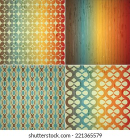Colorful retro patterns collection with grunge effects