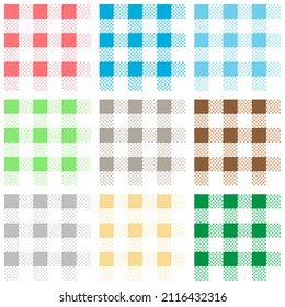 Colorida colección de patrones retro-plaid. Ilustración vectorial.