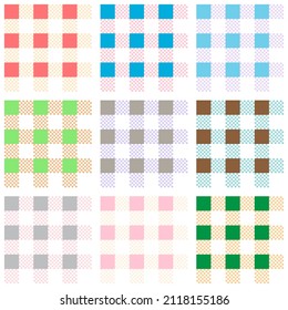 Colorful retro plaid pattern collection. Vector illustration.