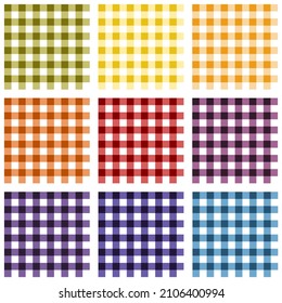 Colorful retro plaid seamless pattern collection. Vector illustration.