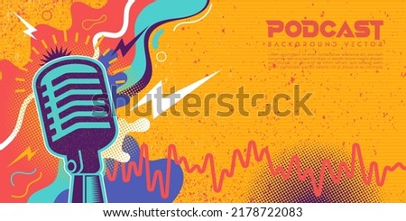 Colorful retro podcast background illustration