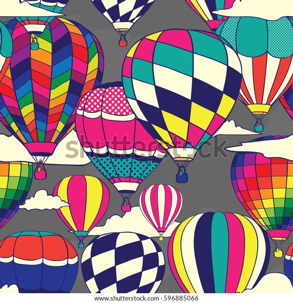 Colorful Retro Pop Hot Air Balloons Stock Vector Royalty Free