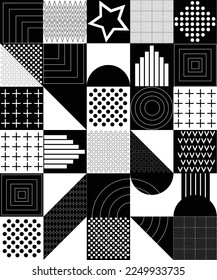Colorful retro poster. Geometric shapes with colored background.	