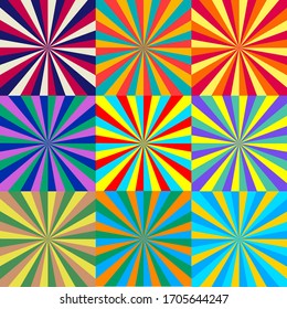Colorful Retro radial color wheel set for seamless concept