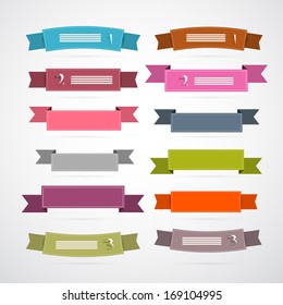 Colorful Retro Ribbons, Labels Set 