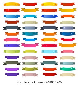 Colorful Retro Ribbons, Labels Set Isolated on White Background