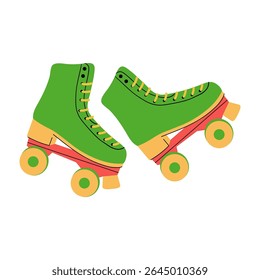 Patins coloridos retro em um fundo branco ideal para esportes e atividades de lazer