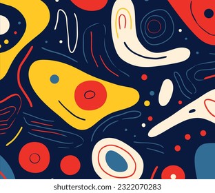 colorful retro seamless pattern featuring the classic symbols of the m90, in the style of tracey adams, dark navy and crimson, abstraction-création, animated gifs, playful shapes, playful doodles, lig