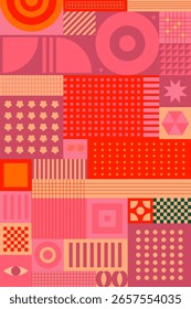 Padrão sem emenda retrô colorido - Plano de fundo de formas geométricas
