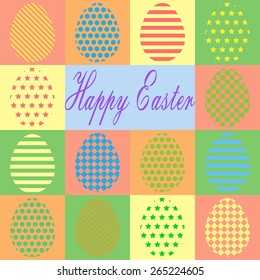  colorful retro set of isolated Easter eggs