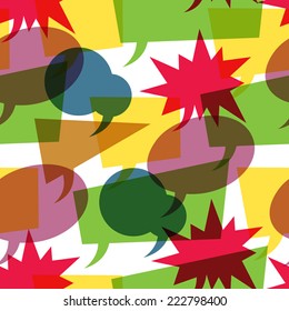 Las coloridas burbujas de habla retro no tienen fisuras. Vector
