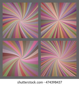 Colorful retro spiral and ray burst background design set