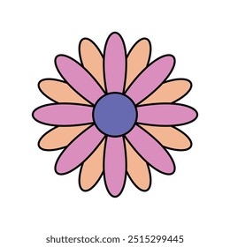 Colorful Retro Sticker - Flowers