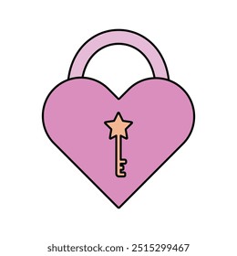 Colorful Retro Sticker - Love Shaped Padlock