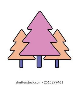 Colorful Retro Sticker - Pine Trees