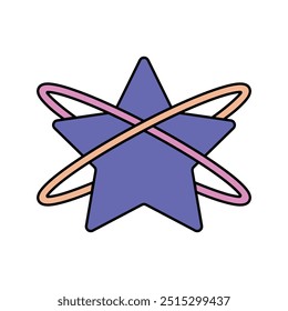 Colorful Retro Sticker - Star with Rings