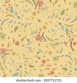 Colorful retro style floral pattern. Vector illustration