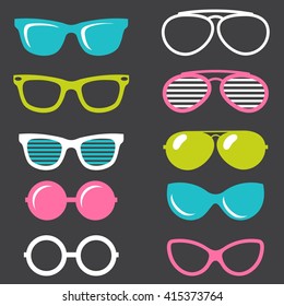 colorful retro sunglasses set