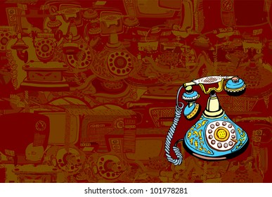 Colorful Retro Telephone (collection of vector illustration)