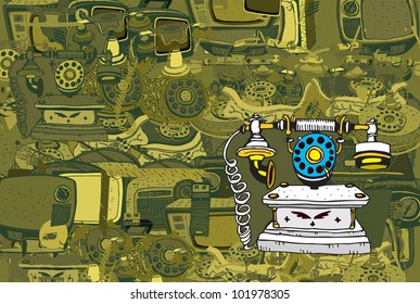 Colorful Retro Telephone (collection of vector illustration)