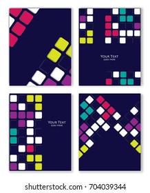 colorful retro templates set. Vertical backgrounds with square bright elements. Eps10