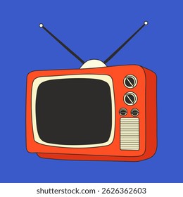 Colorful Retro TV with Antenna.  Pop Culture Throwback