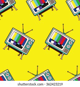 Colorful Retro TV Seamless Vector Pattern