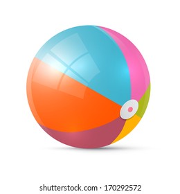 Colorful Retro Vector Beach Ball Isolated On White Background 