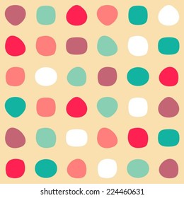 Colorful Retro Vector Seamless Pattern With Round Shapes