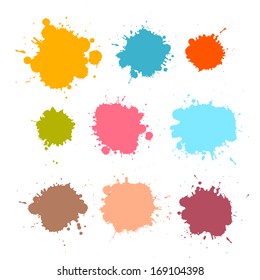 Colorful Retro Vector Stains, Blots, Splashes Set 