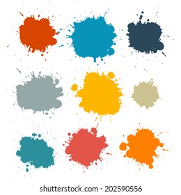 Colorful Retro Vector Stains, Blots, Splashes Set