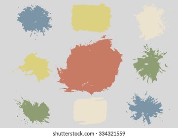 Colorful Retro Vector Stains, Blots, Splashes Set
