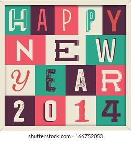 Colorful Retro Vintage 2014 New Year Poster Background 