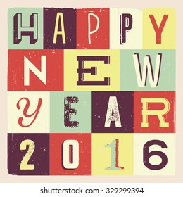 Colorful Retro Vintage 2016 New Year Poster Background
