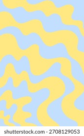 Colorful retro-inspired abstract vertical backdrop featuring fluid waves in yellow and blue colors and acid tones. dynamic rhythmic mood for festival visuals, creative advertising, digital art project