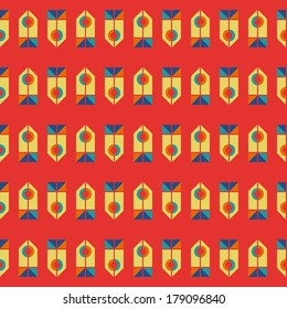 Colorful retro-looking geometric pattern. All colors in ceparated layers, easy to edit.