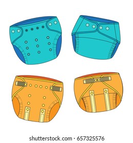 Colorful reusable diapers set