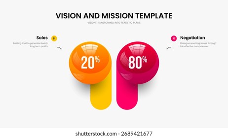Ilustración vectorial de diseño de marco de revisión colorido. Estrategia moderna Diseño de presentación de diapositivas de infografía de dos opciones. Plantilla de presentación de gráficos de 2 pasos de Perfil minimalista.
