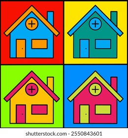 Colorful RGB house icon, vibrant design creating a cheerful and lively vibe.