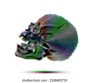 Colorful In RGB Mode Vector Illustration Of Circle Halftone Skull From 3D Rendering Vector Illustration. 