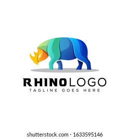 colorful Rhino logo, animal strong color logo vector template
