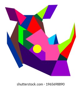 colorful rhinoceros geometric vector wpap pop art design