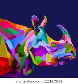 colorful rhinoceros on pop art